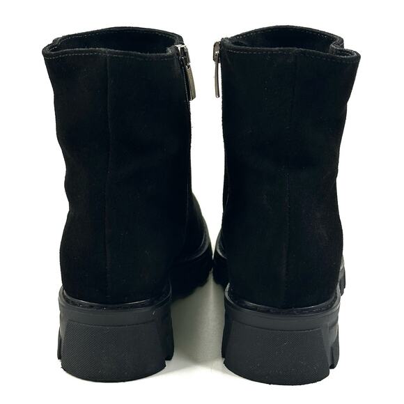 La Canadienne Womens Black Suede Zip Ankle Boots Booties Lug Sole Size 7M New - Picture 4 of 13